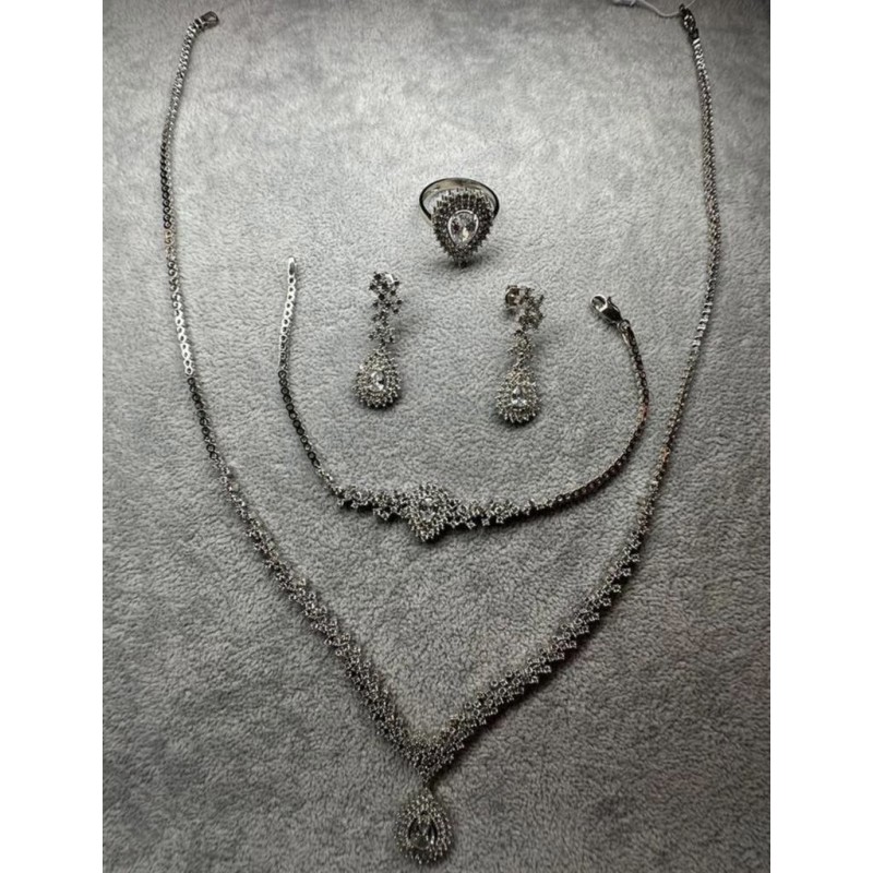 STERLING ZILVEREN KETTING KETTING ARMBAND RING EN OORBELLEN